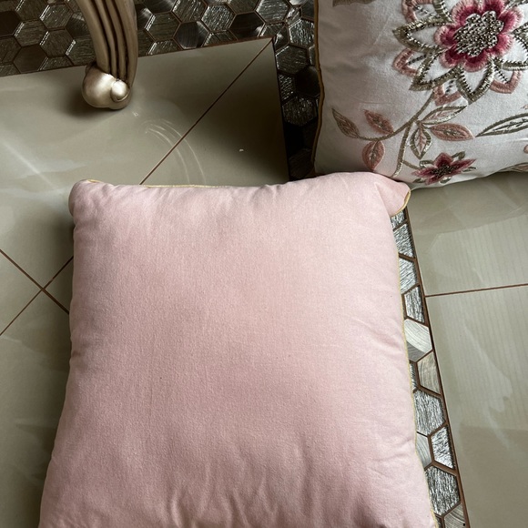 Pink and Gold Beaded Throw Accent Pillows - Picture 3 of 4